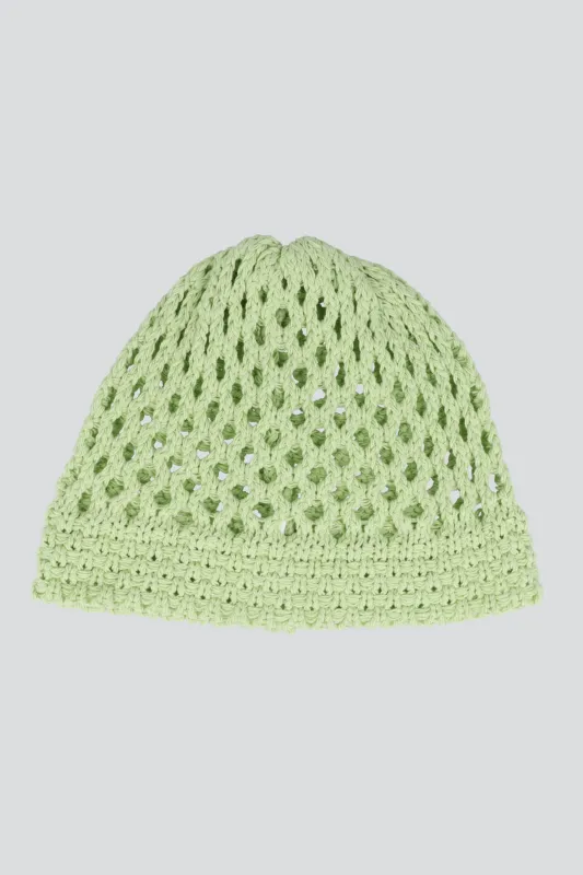 Beanie tejido calado pastel made by Shasa