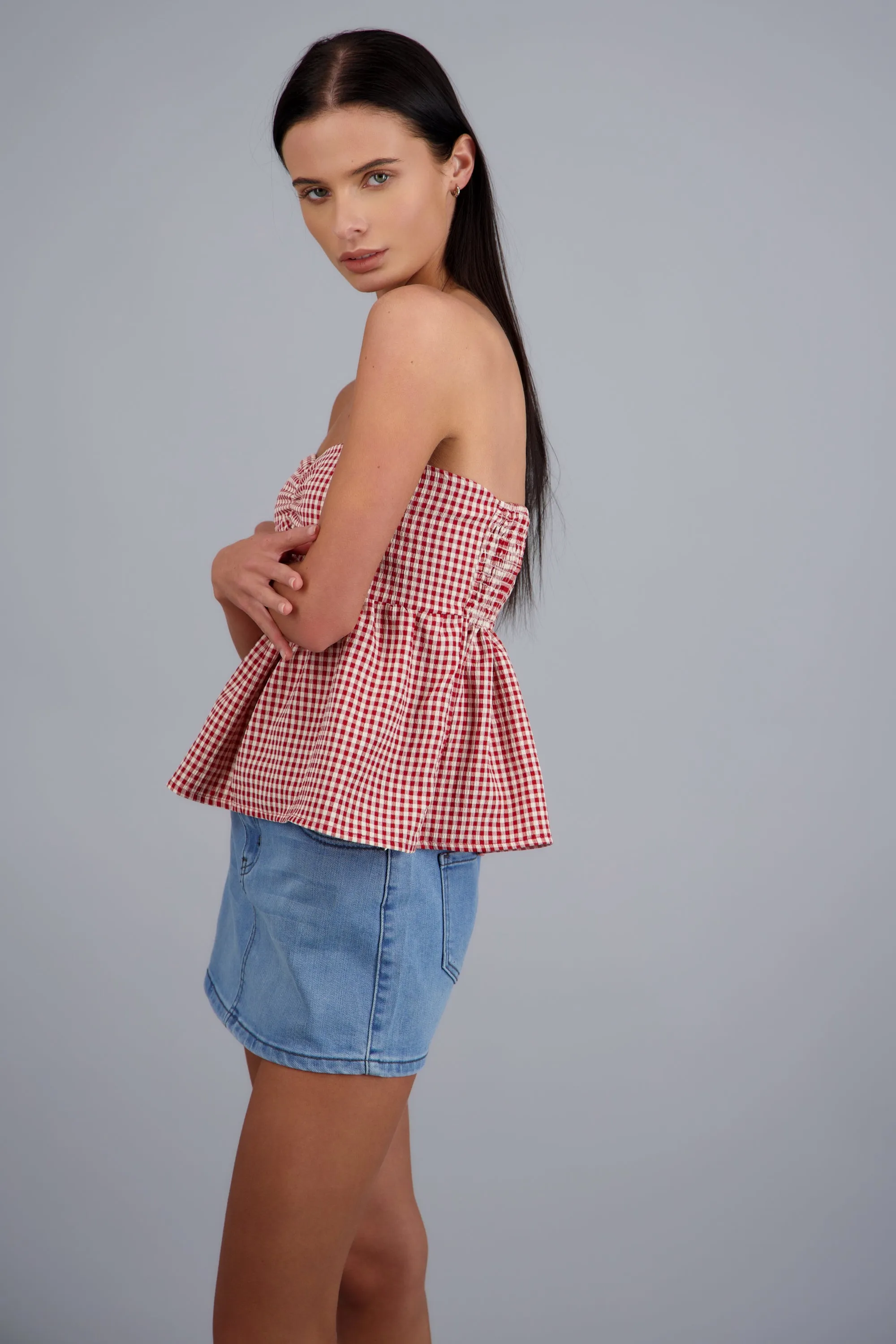 Blusa strapples estampado ginham sold by Shasa product image thumbnail 4
