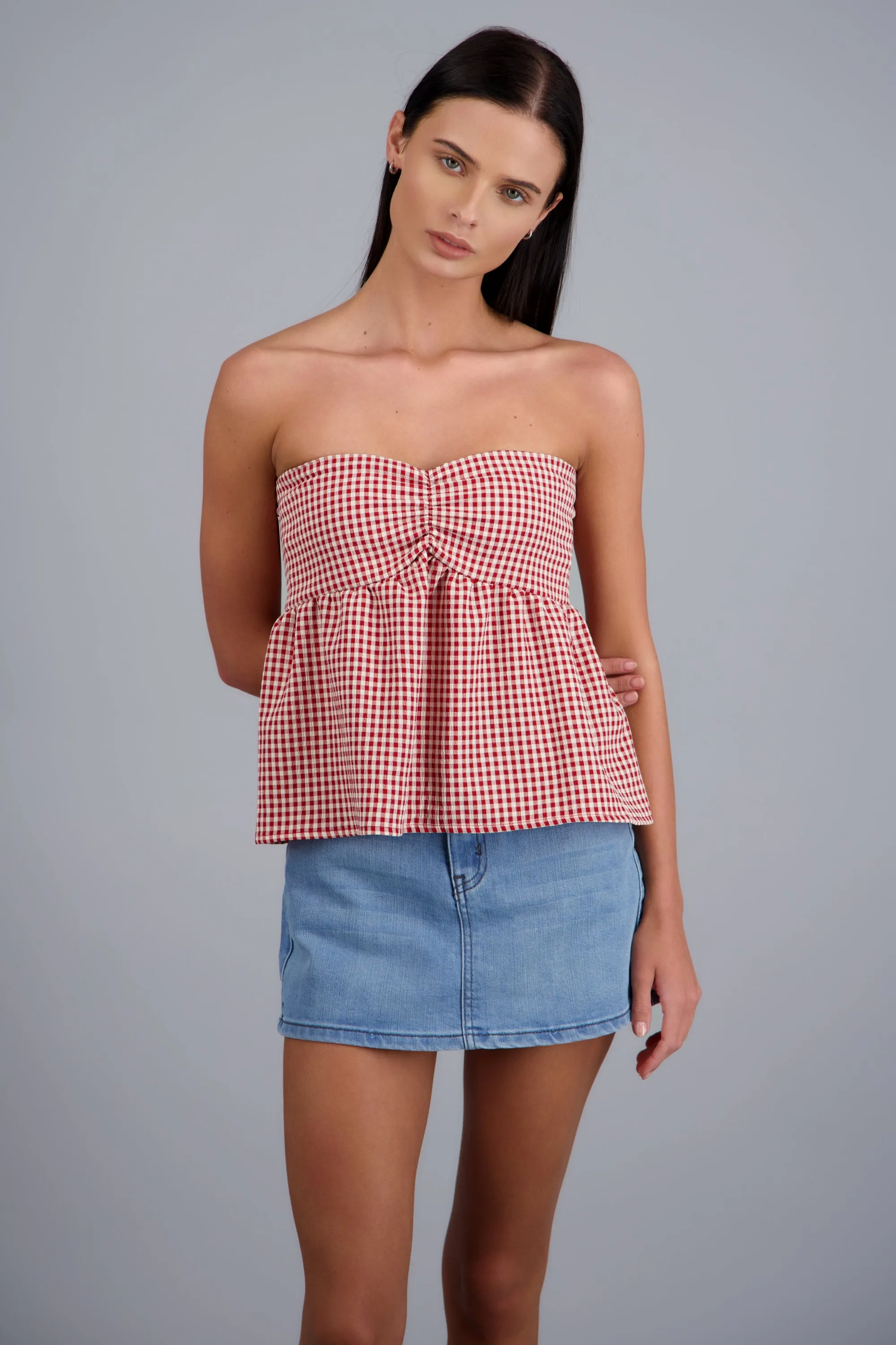 Blusa strapples estampado ginham sold by Shasa product image thumbnail 3
