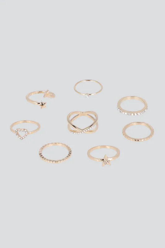 SET 9 ANILLOS ESTRELLA CORAZON made by Shasa