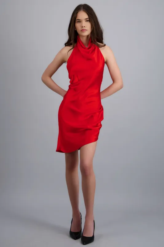 Vestido satin halter espalda abierta made by Shasa