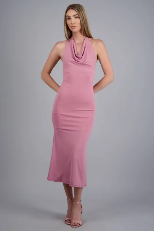 Vestido maxi halter escote columpio sold by Shasa