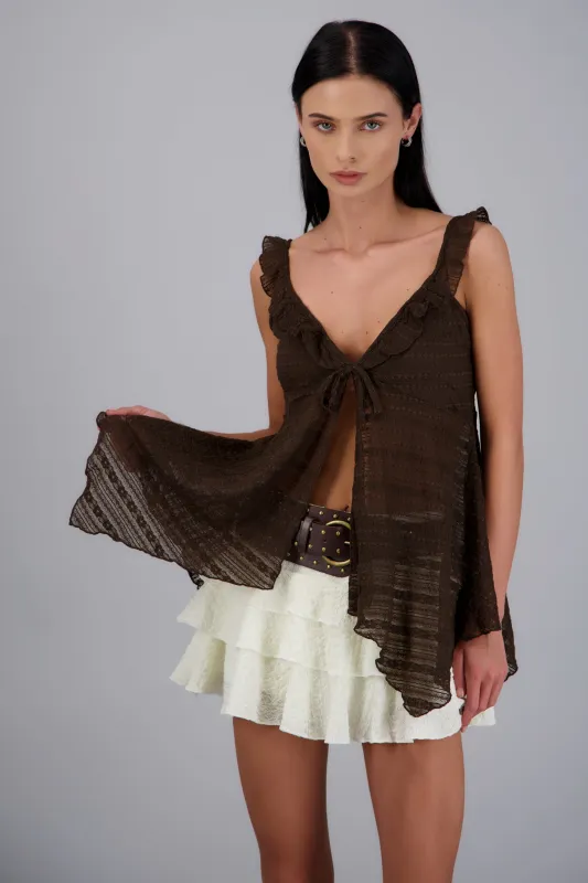 Blusa encaje asimetrico detalle olanes sold by Shasa