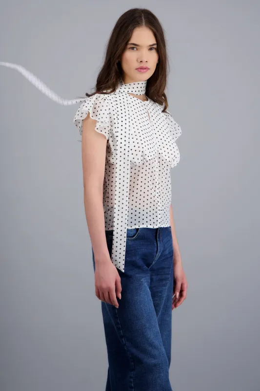 Top escote detalle bufanda polka dots sold by Shasa
