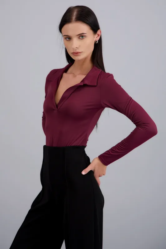 Bodysuit manga larga cuello polo made by Shasa