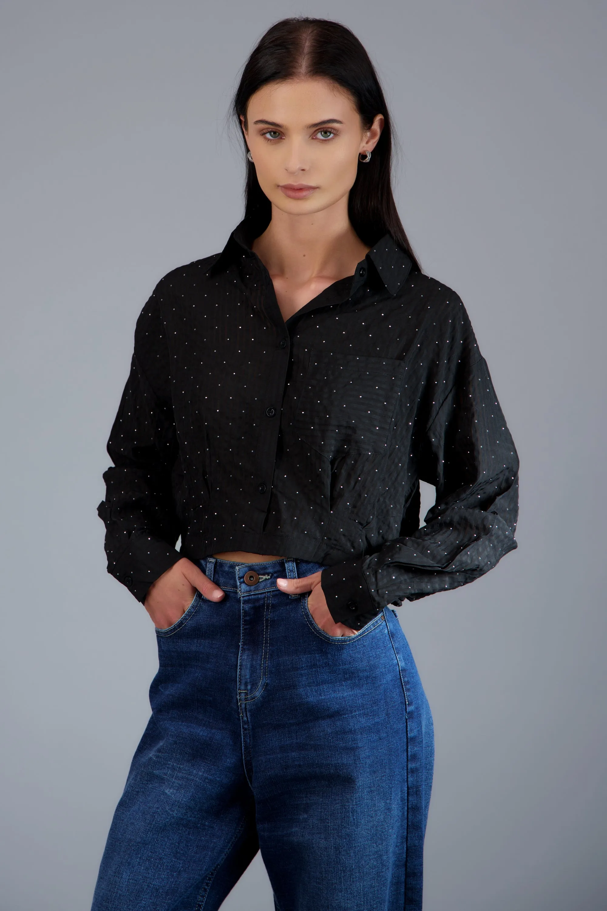 Camisa de rayas detalle brillos sold by Shasa