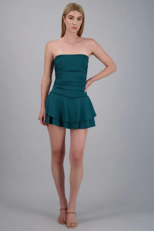 Vestido mini drapeado strapless sold by Shasa