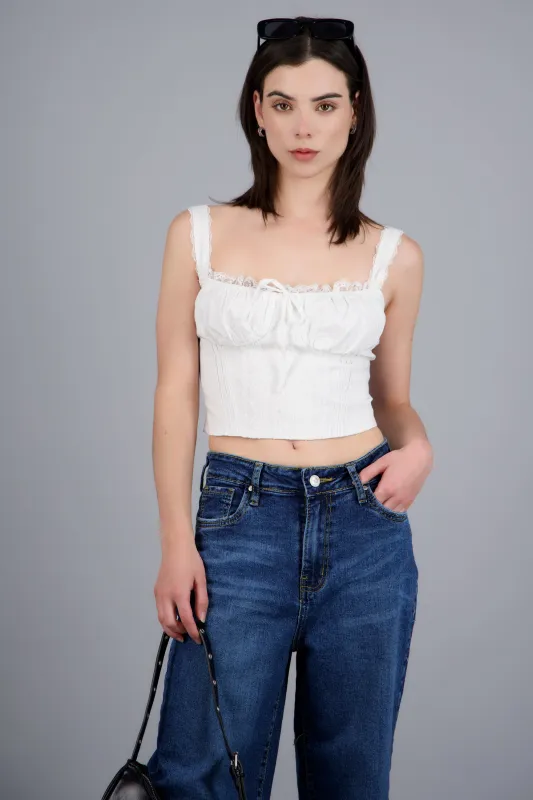 Blusa detalle encaje con tirantes made by Shasa