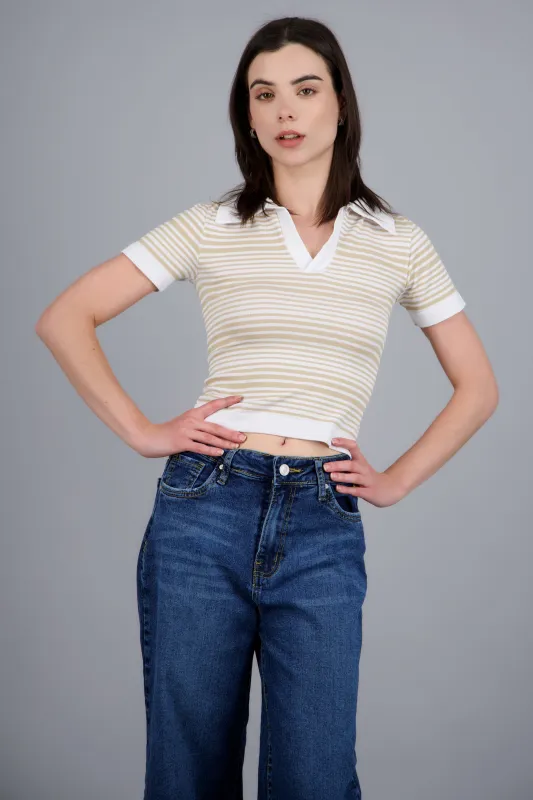 Top de rayas seamless cuello polo made by Shasa