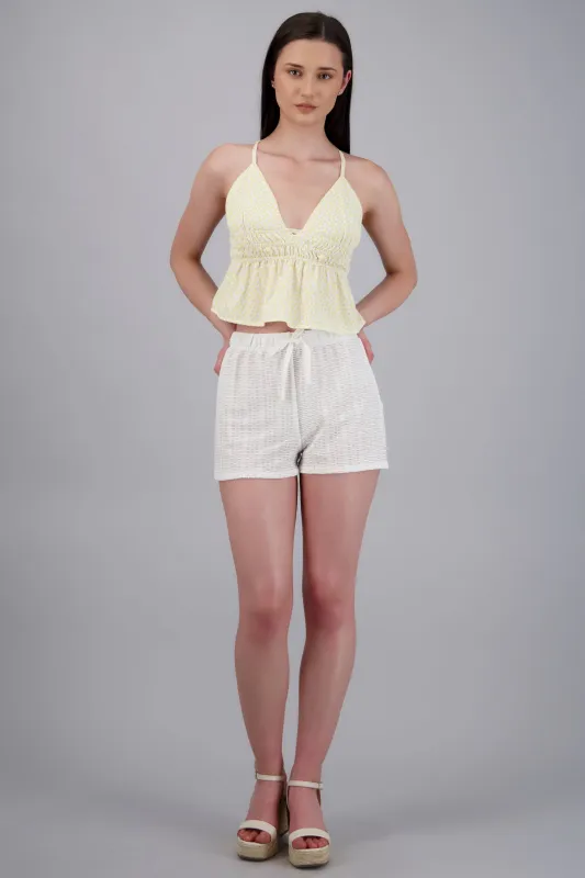 Short textura tejida detalle jareta made by Shasa