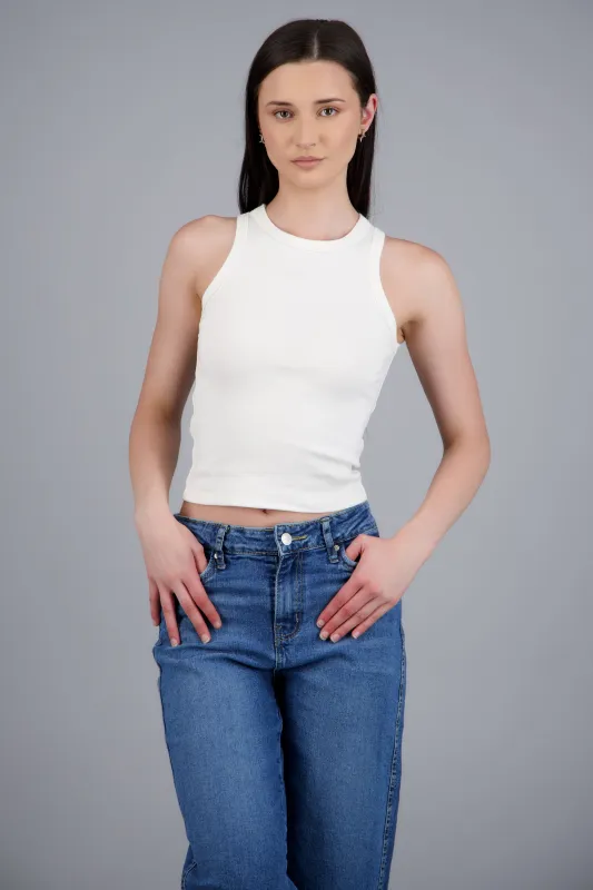 Tank top crop cuello redondo made by Shasa