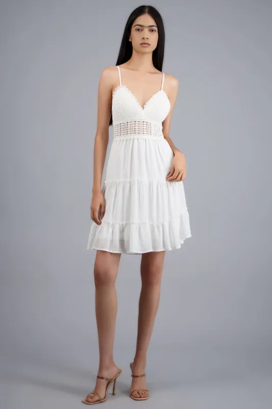 VESTIDO MINI LISO CON CROCHET made by Shasa