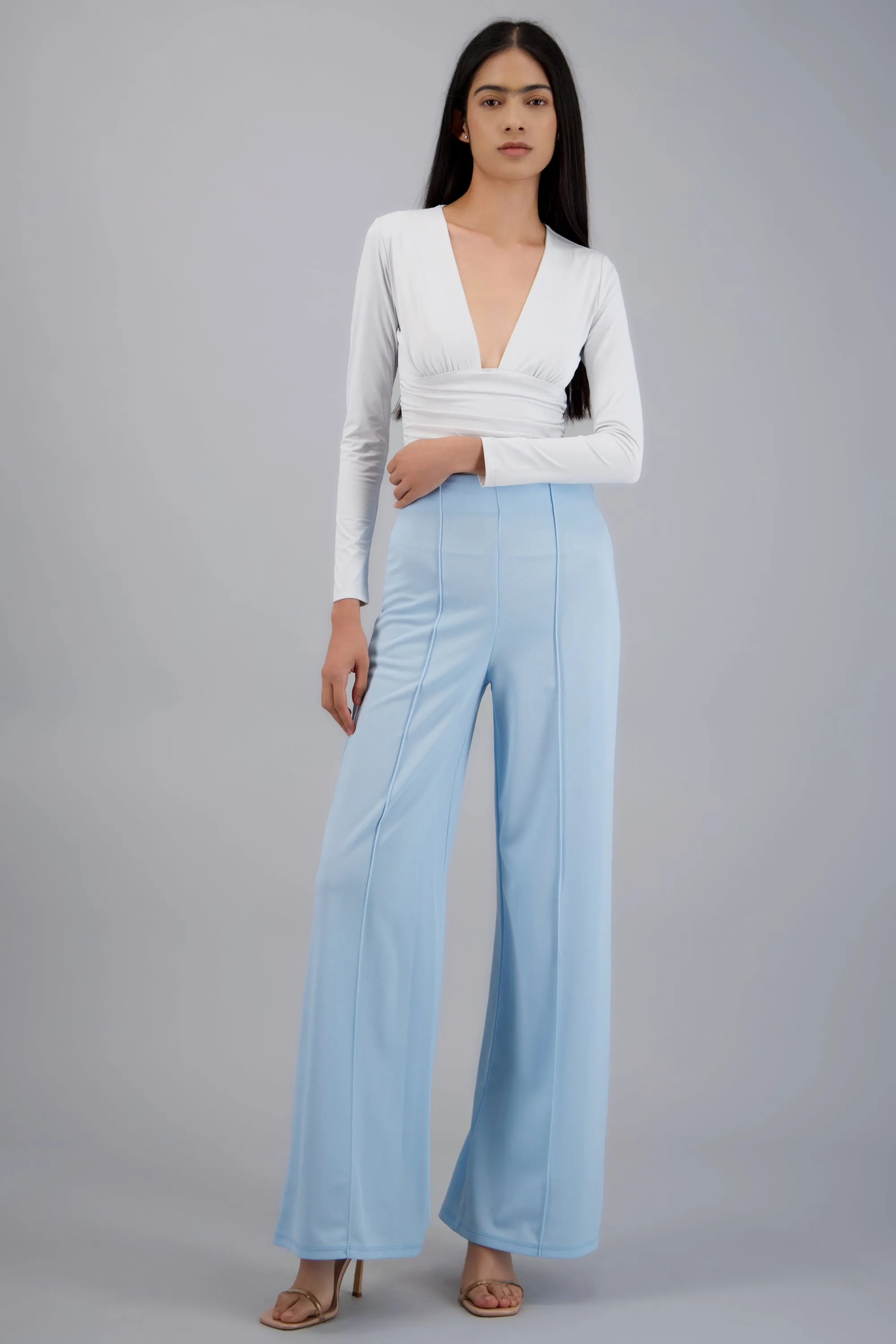 Pantalón Wide Leg Cintura Alta Costuras sold by Shasa