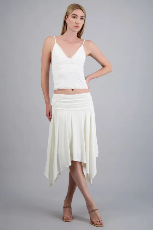 Falda asimétrica detalle frunce made by Shasa