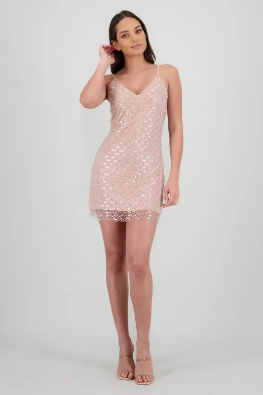 Vestido mini tirnates detalle lentejuelas made by Shasa