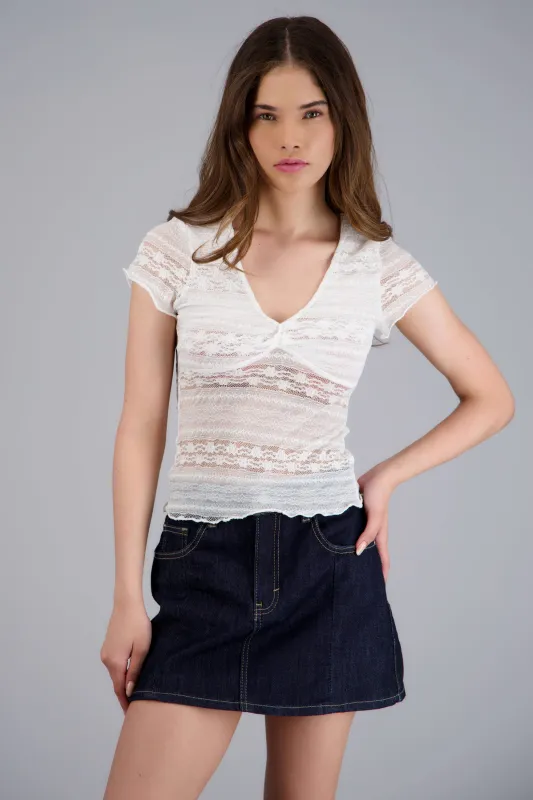 Blusa de encaje manga corta made by Shasa