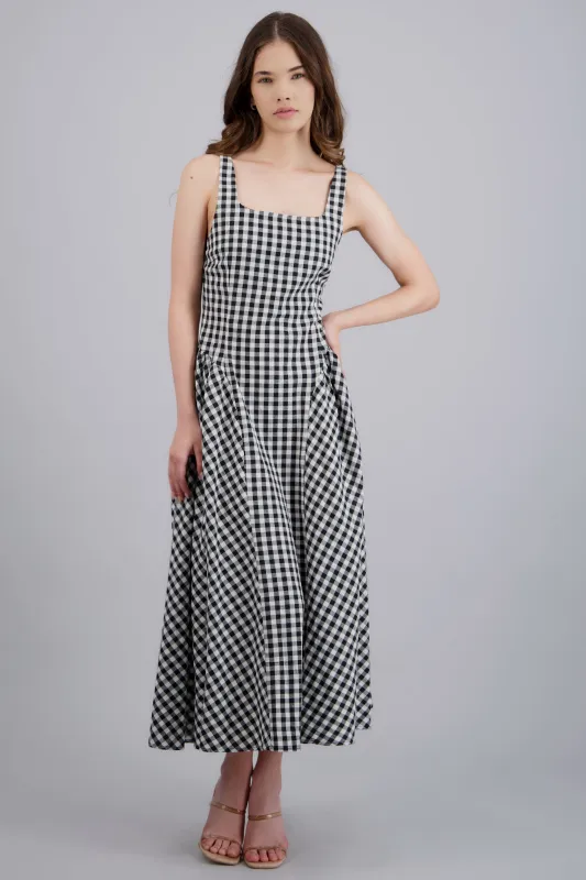 Vestido midi con tirantes gingham made by Shasa