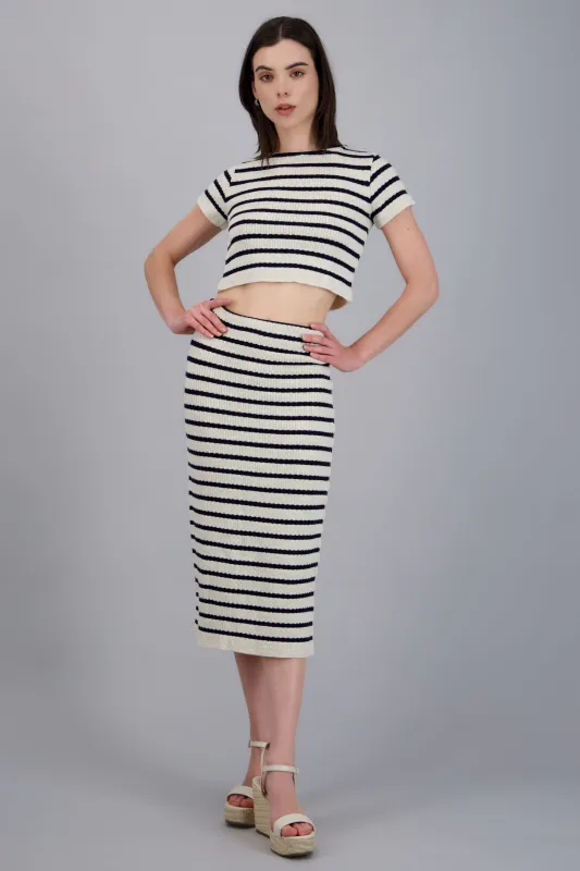 FALDA MIDI RAYAS TEXTURA KNI made by Shasa