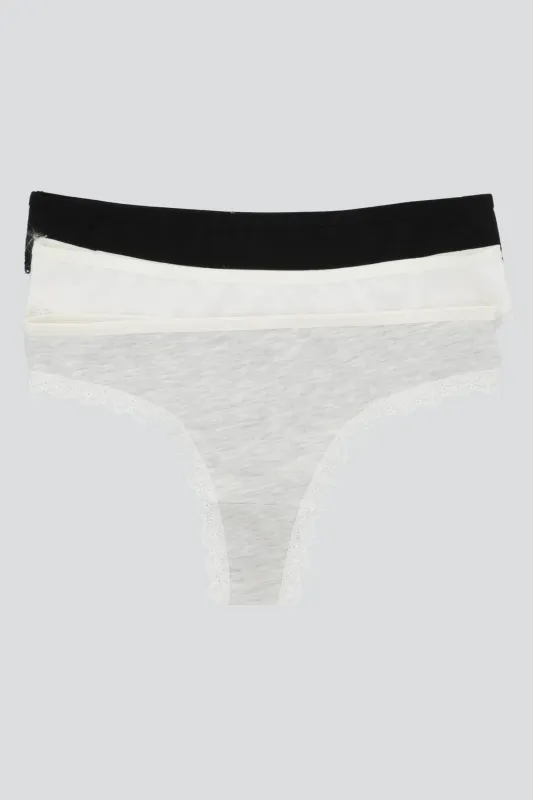 Tripack tanga básica bordes encaje made by Shasa