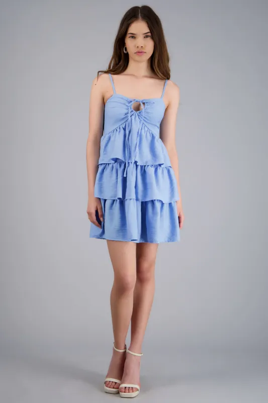 Vestido mini olanes detalle escote fruncido made by Shasa