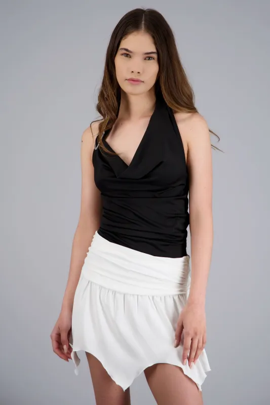 Top halter cuello cascada detalle herraje made by Shasa