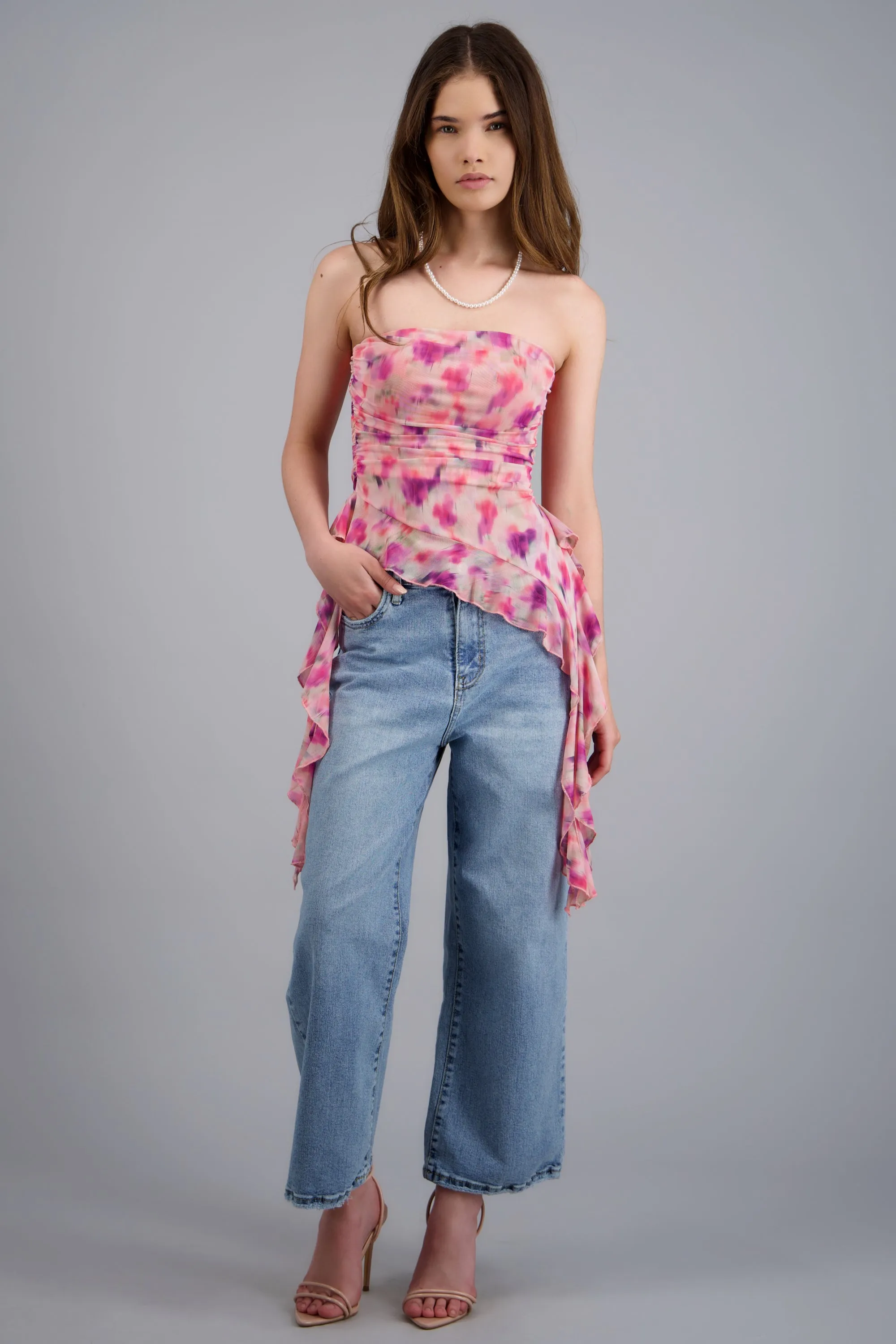 Top strapples asimetrico drapeado estampado sold by Shasa product image thumbnail 3