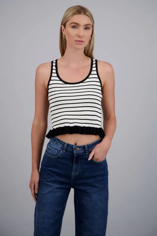 Top tejido detalle contraste rayas made by Shasa