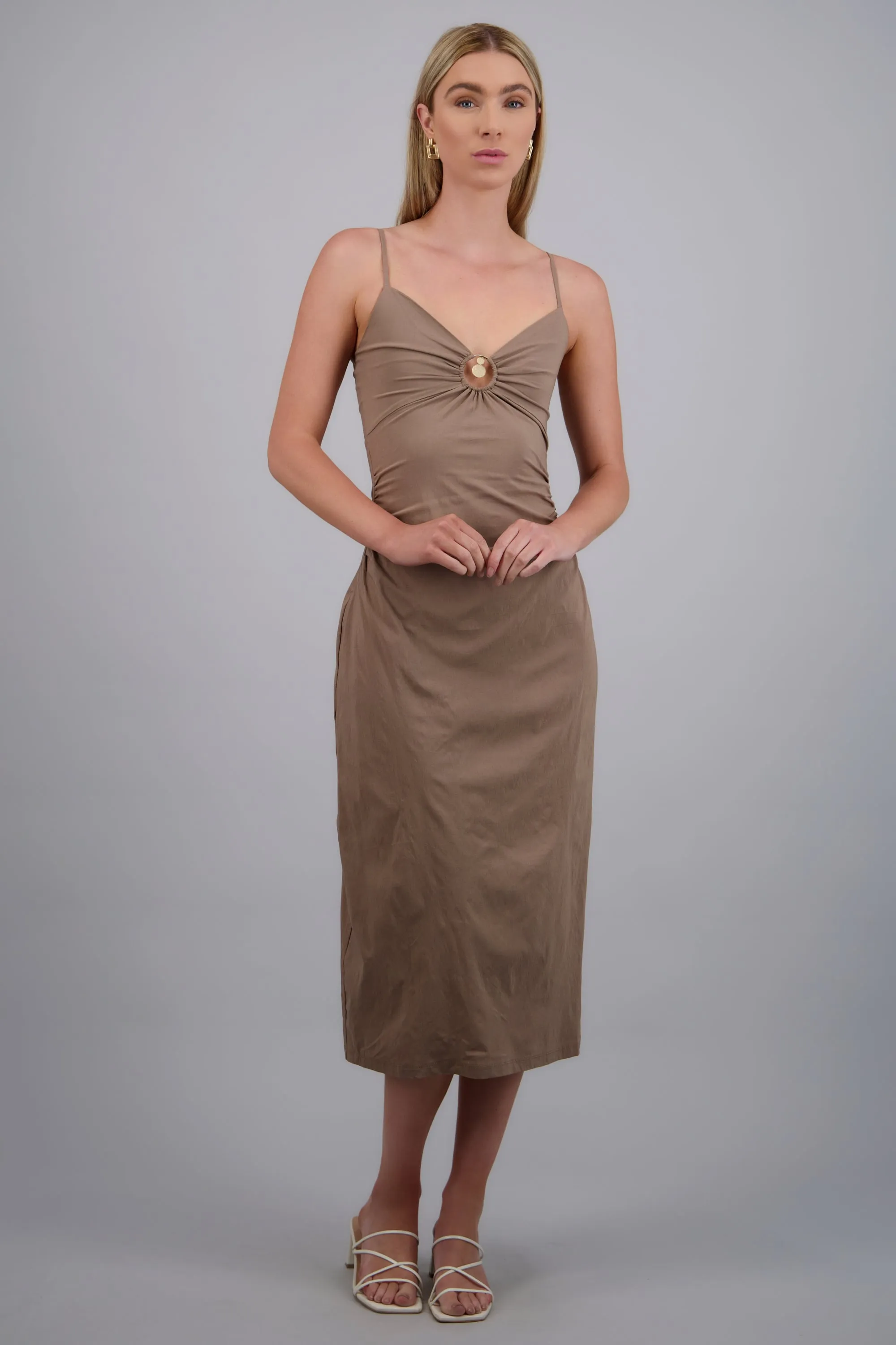 Vestido midi escote detalle metalico sold by Shasa product image thumbnail 3