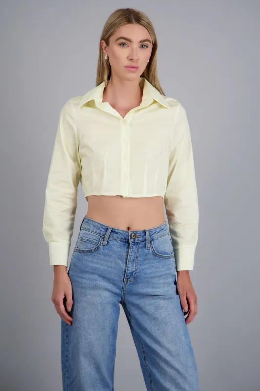 Camisa crop manga larga detalle pinzas made by Shasa