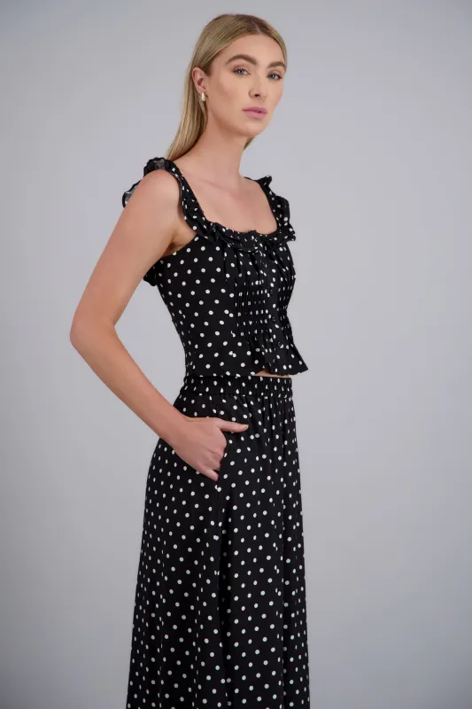 Blusa pliegues cintura polka dots made by Shasa