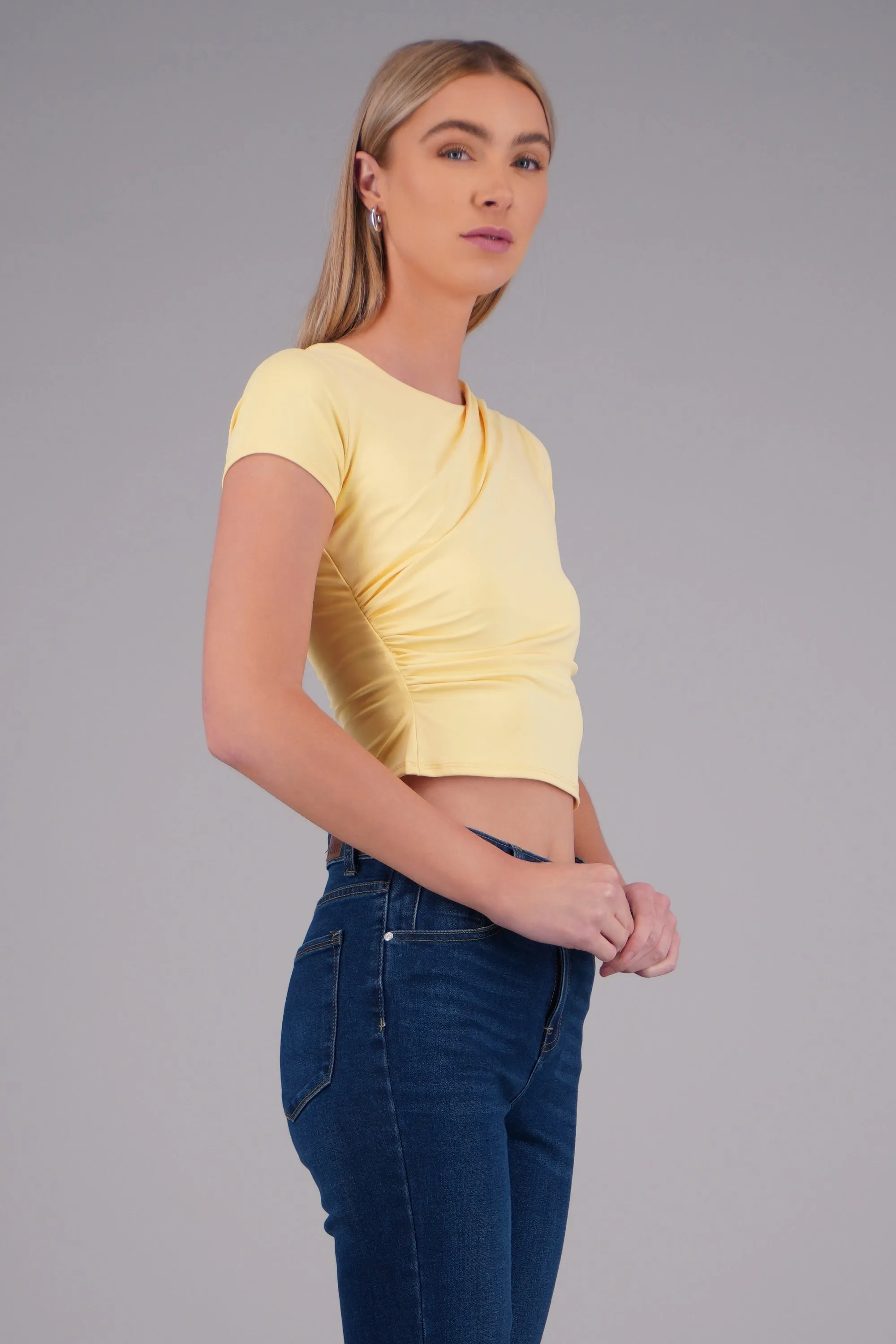 Playera manga corta con drapeado en hombro sold by Shasa product image thumbnail 3