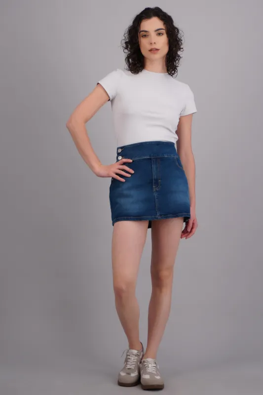 Skort denim pretina ancha made by Shasa