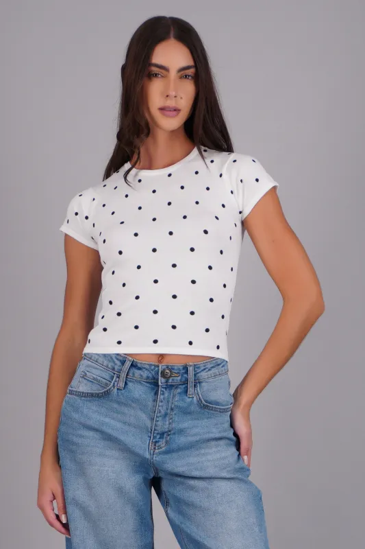 Top tejido estampado polka made by Shasa