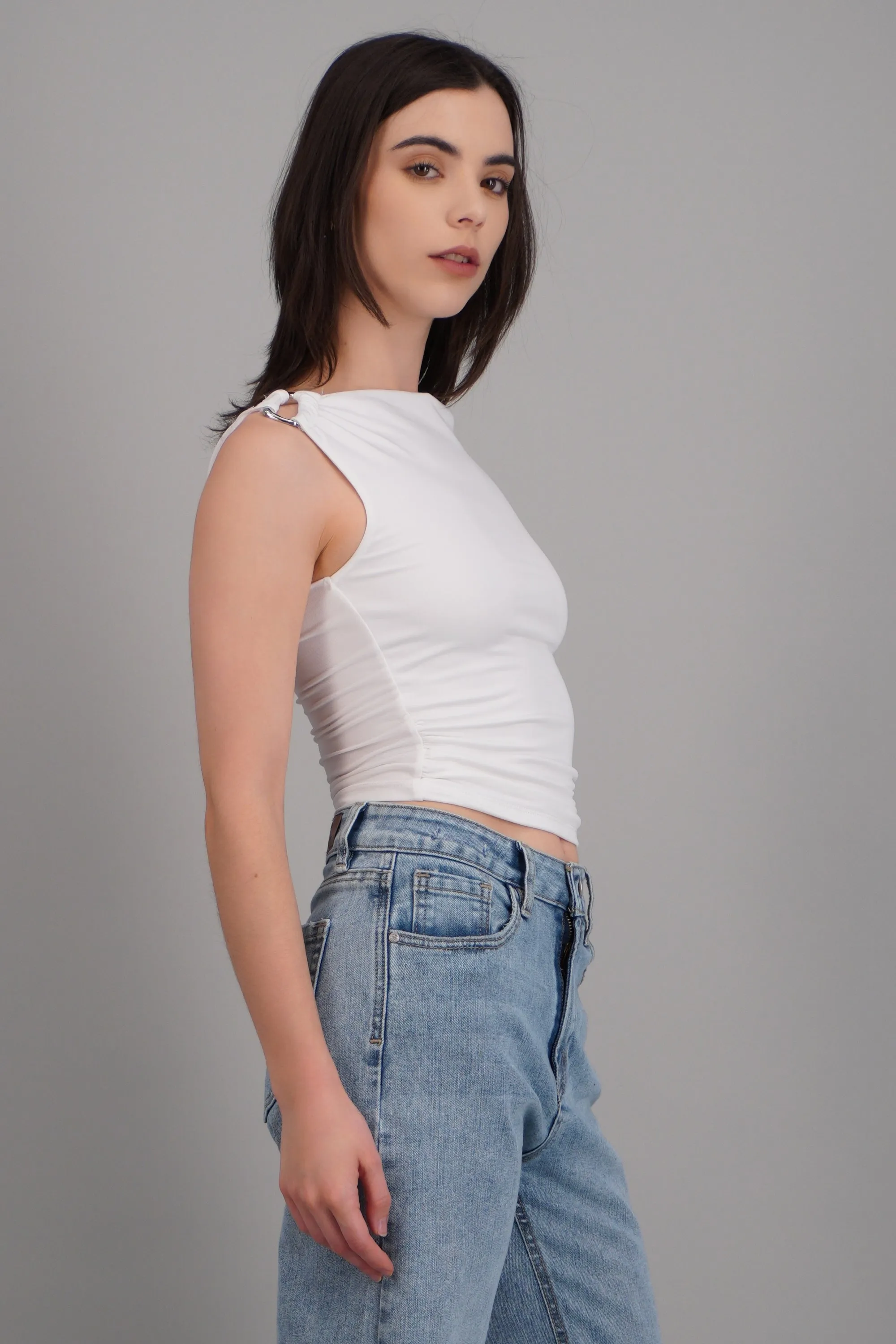 Top drapeado con argolla en tirante liso sold by Shasa product image thumbnail 2