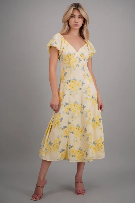 Vestido estampado flores cut out espalda made by Shasa
