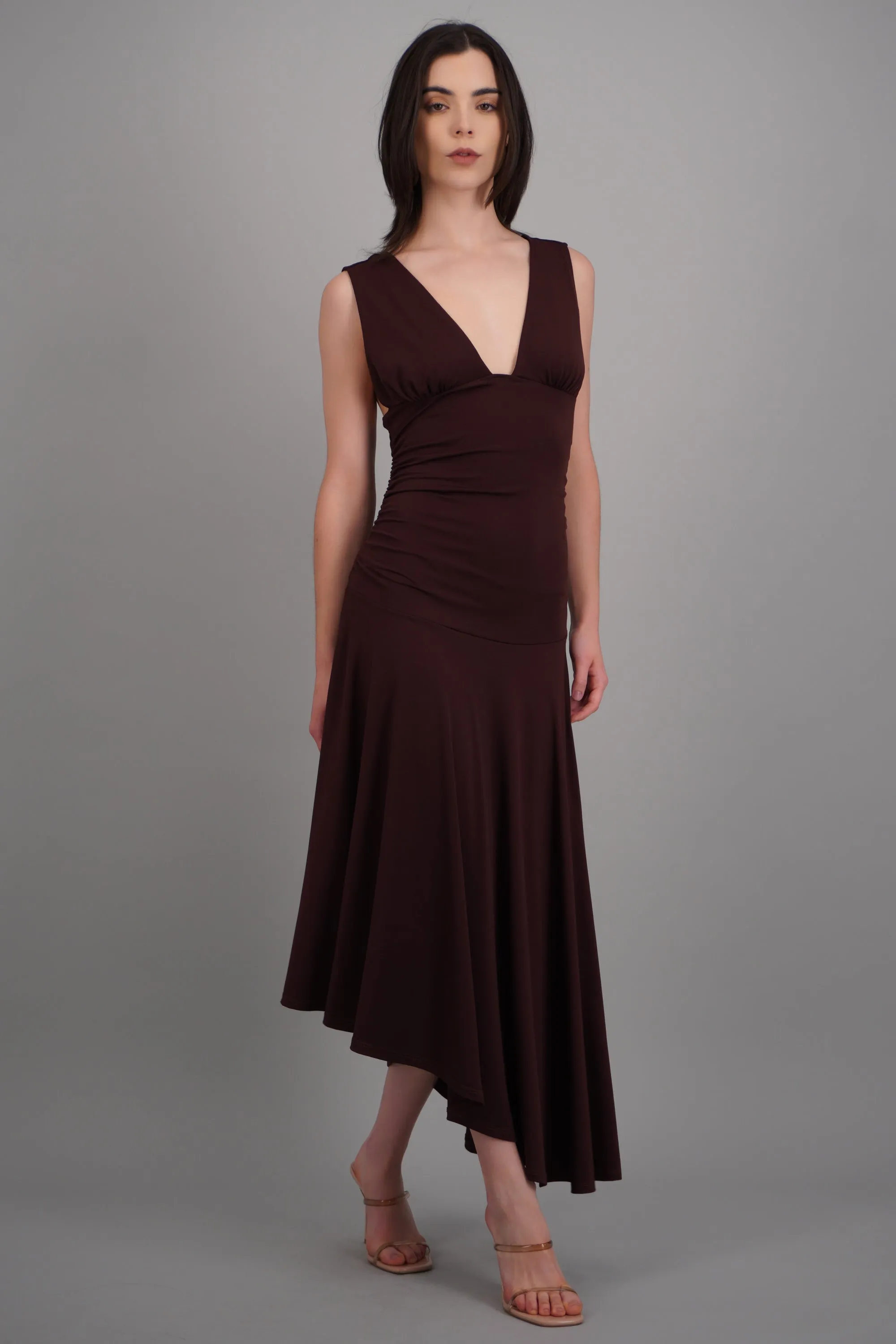 Vestido midi escote V drop waisted sold by Shasa product image thumbnail 3