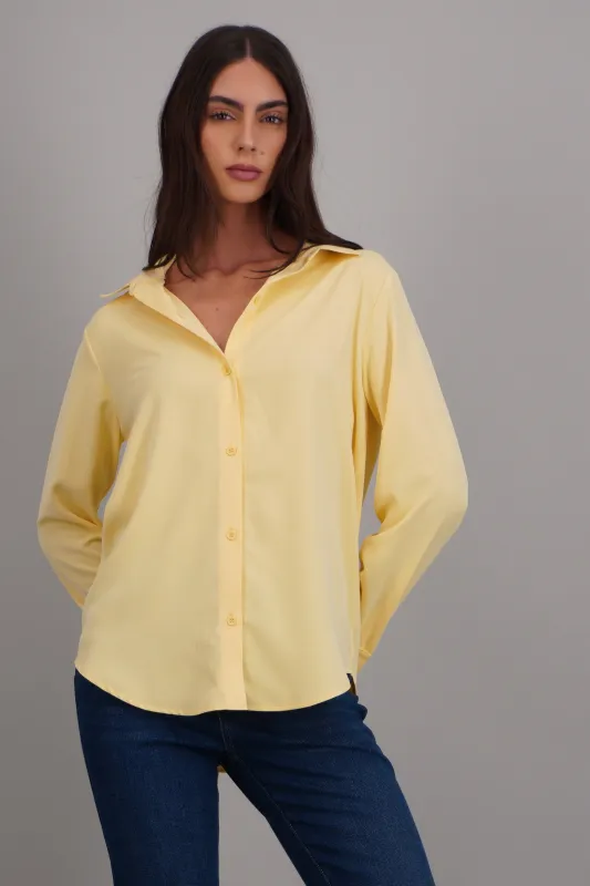 Camisa lisa manga larga botones made by Shasa
