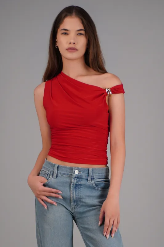 Top drapeado detalle argolla made by Shasa