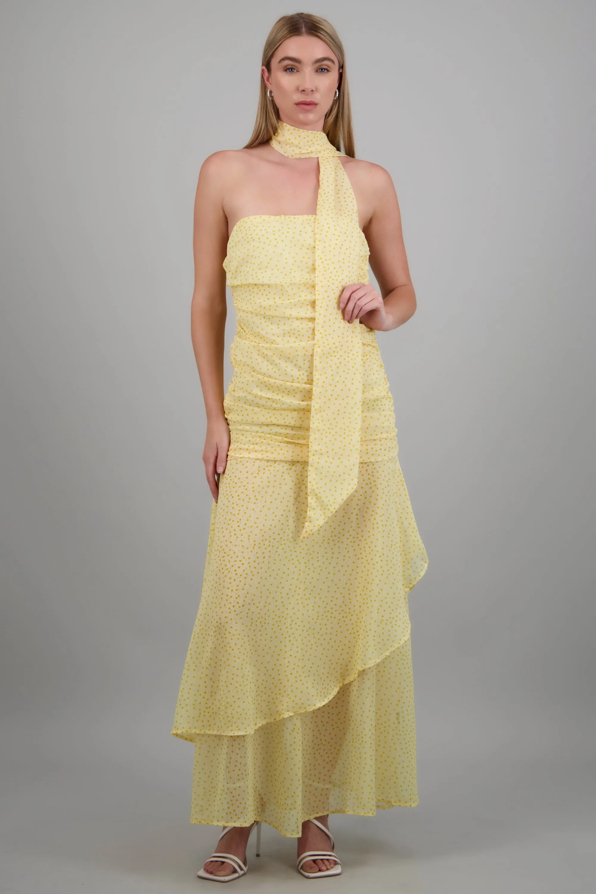 Vestido maxi strapless drapeado polka dots sold by Shasa product image thumbnail 2
