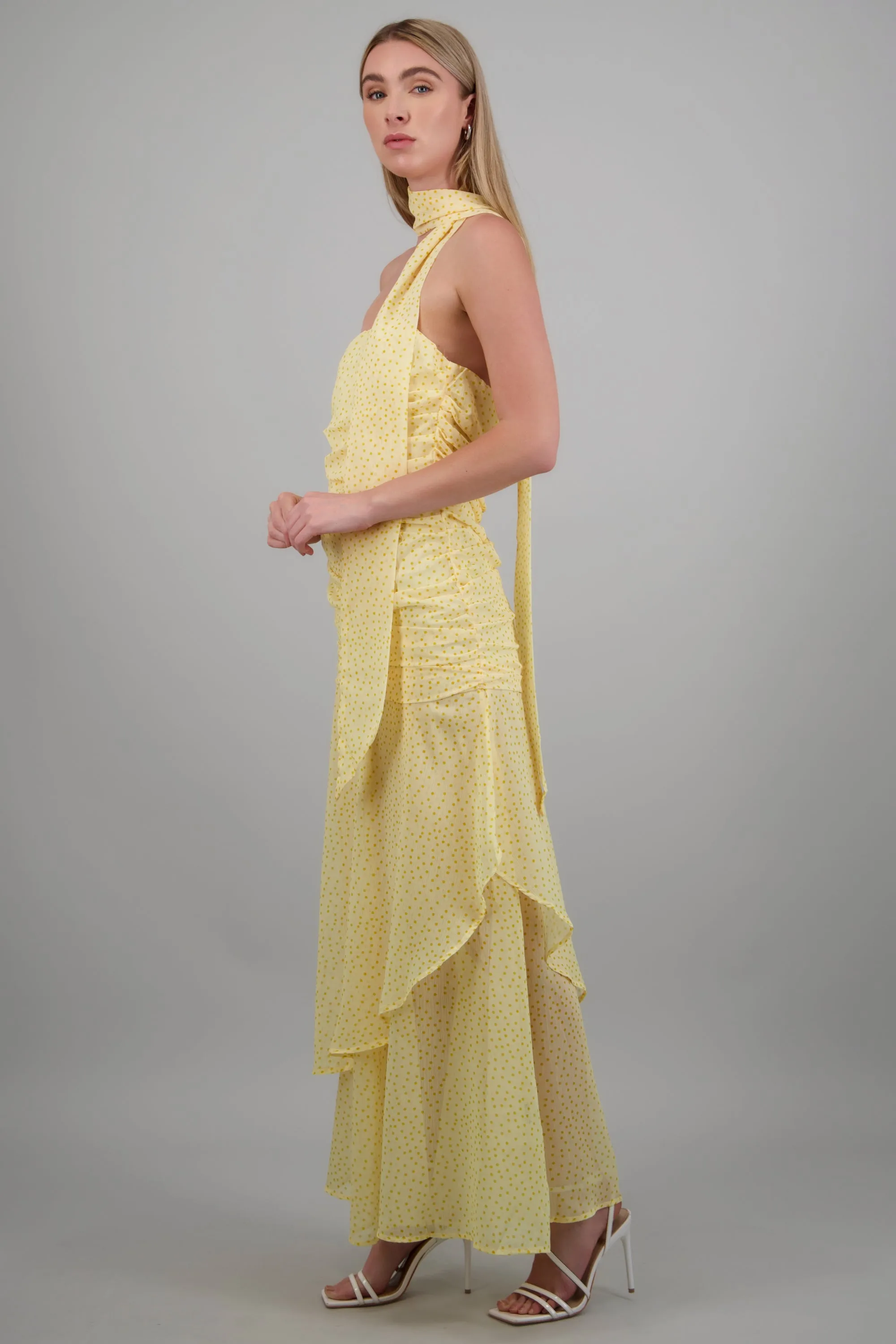 Vestido maxi strapless drapeado polka dots sold by Shasa product image thumbnail 3