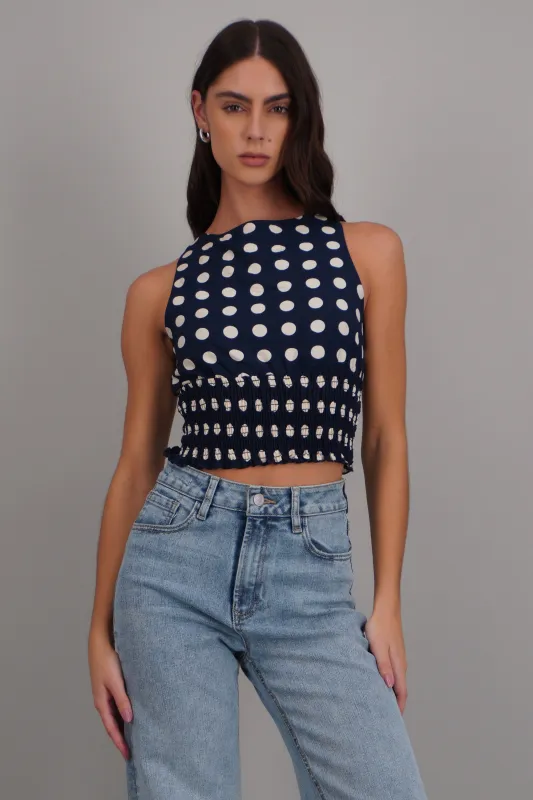 Top smock espalda amarre polka dots made by Shasa
