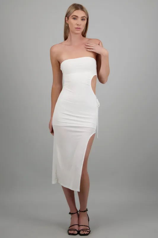 vestido midi ajuste drapeado made by Shasa