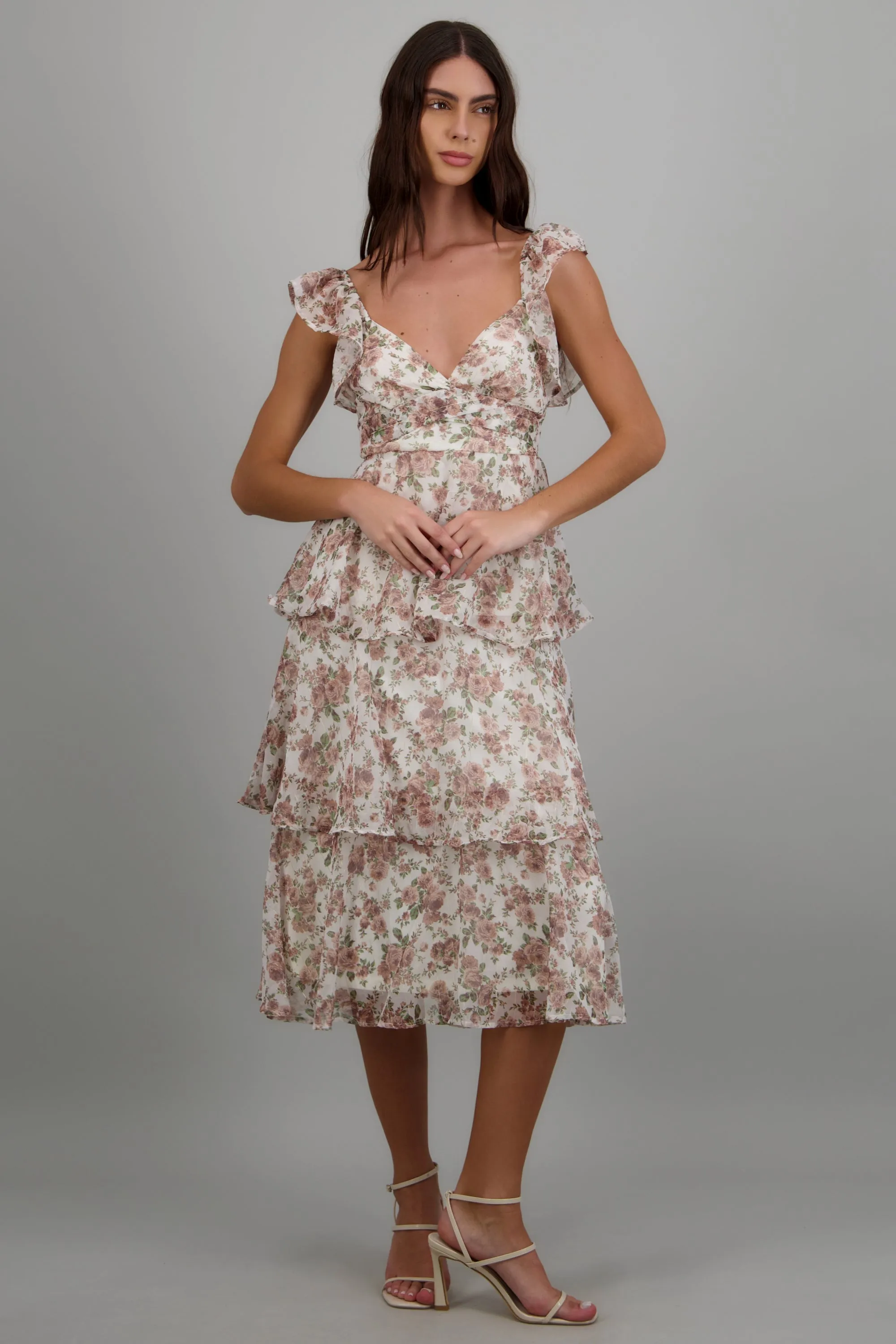 Vestido maxi capas olanes estampado flores sold by Shasa product image thumbnail 3