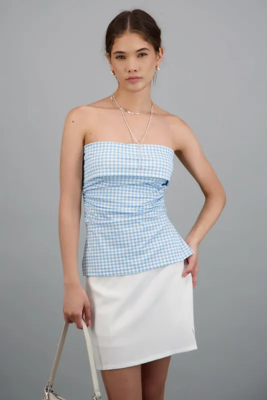 Top tubo doblez gingham made by Shasa