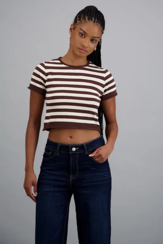 Top crop rayas detalle borde made by Shasa