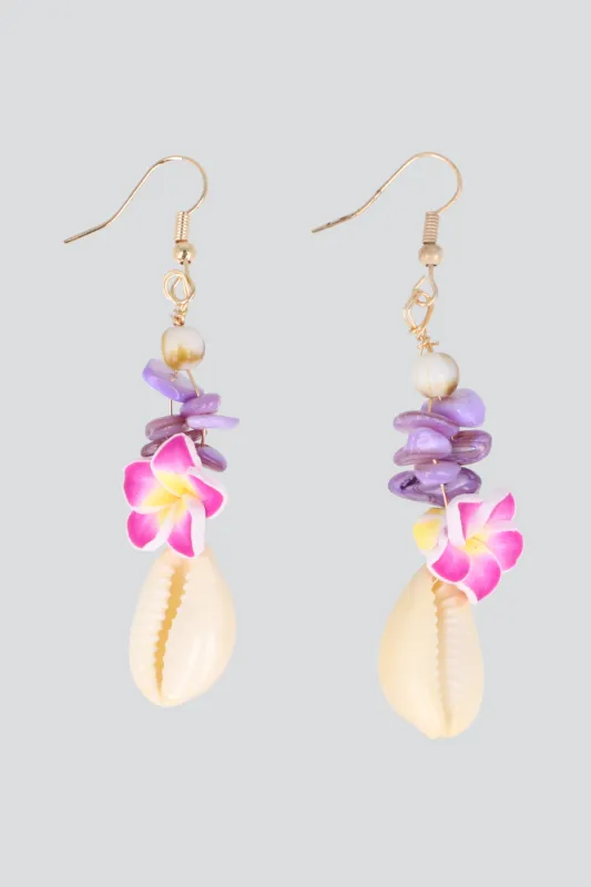 ARETES CONCHA FLOR TROPCIAL made by Shasa
