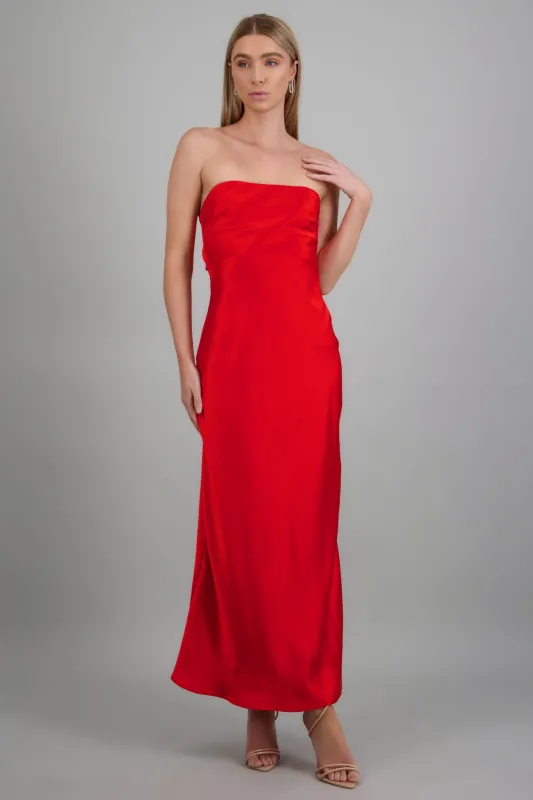 Vestido strapless maxi satin made by Shasa