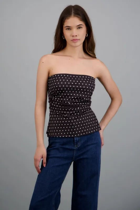 top strapless fruncido polka dots made by Shasa