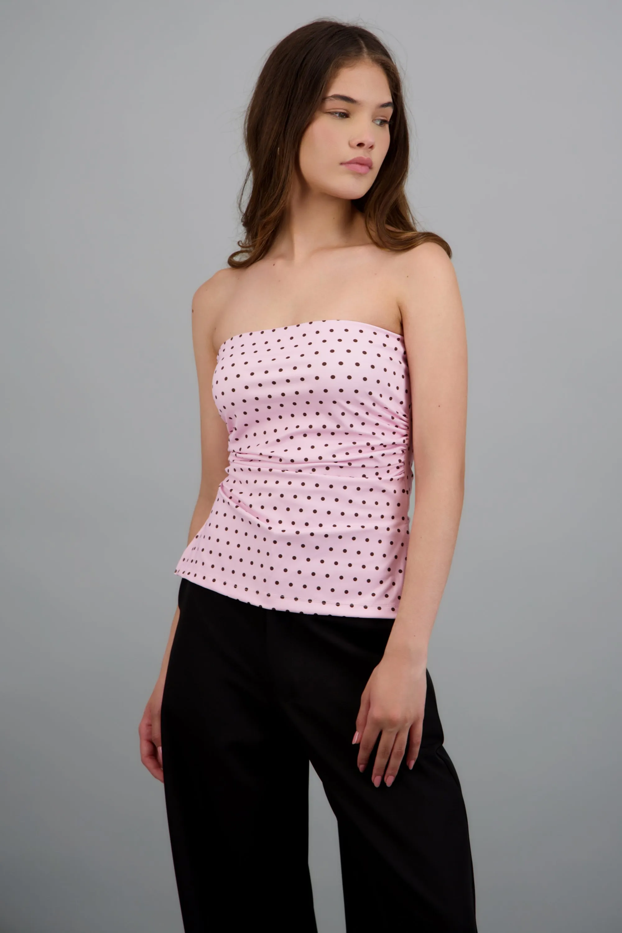 top strapless fruncido polka dots sold by Shasa