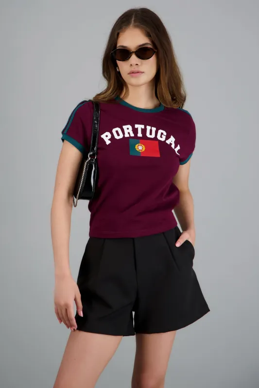 Playera corta contraste Portugal made by Shasa